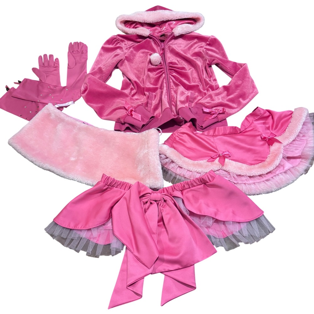 Santa‎ Baby Pink Velour Victorias Secret BarbieCore Hoodie 3 Skirts Y2K Set S/M